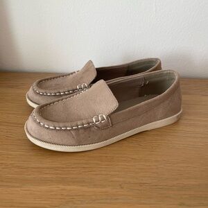 J.Crew Tan Canvas Loafers Size 1
